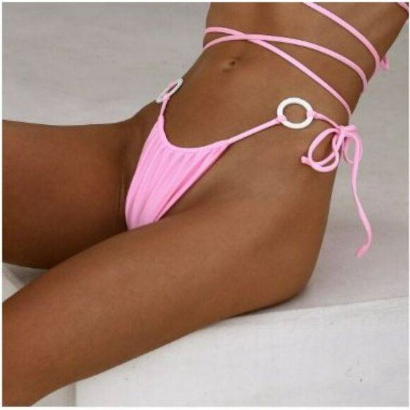 VDM‎ The Label Revolve Pink Swimwear Adjustable String Bikini Bottoms Small - Picture 4 of 13